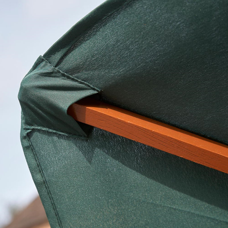 2.4m Wooden Garden Parasol 36mm Green Umbrella Large Furniture Canopy Polyester 2.4m Wooden Garden Parasol 36mm Green Umbrella Large Furniture Canopy Polyester